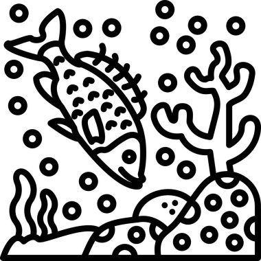 Balık deniz ürünleri ikonu, vektör illüstrasyonu