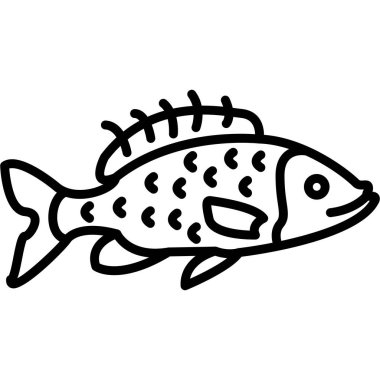 Taze balık ikonu. Beyaz arkaplanda izole edilmiş web tasarımı için taze balık vektör simgesi ana hatları