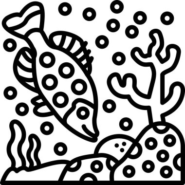 balık deniz ürünleri ikonu, taslak biçimi