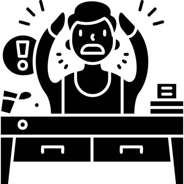 Ofis vektör illüstrasyonunda stres sorunu olan adam.