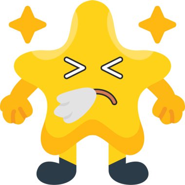 üzgün yıldız karakteri emoticon ifade vektör çizimi