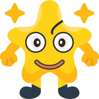 sevimli çizgi film yıldızı karakter vektör çizimi