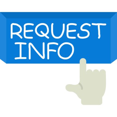 Bir işaret iste. Mavi bir konuşma balonu hakkında bilgi ver. Mesaj etiketi. resimleme.