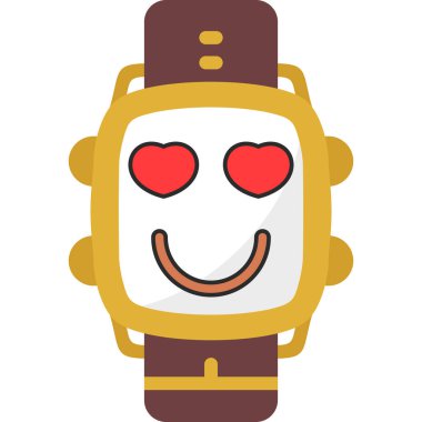 Kalbi olan mutlu bir yüz, vektör çizimi, beyaz arka planda izole edilmiş..