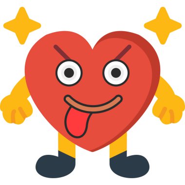 Aşk vektörü illüstrasyon tasarımlı kalp çizgi film karakteri