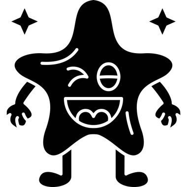 Mutlu gülümseyen çizgi film karakteri, karakter ifadesi, vektör, illüstrasyon