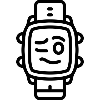 Yüz simgesi olan bir robot. Web tasarımı için gülümseyen mutlu bir yüzün basit bir çizimi