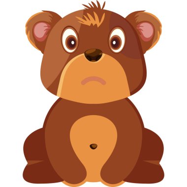 Kahverengi gözlü sevimli kahverengi oyuncak ayı, vektör çizimi, beyaz arka planda izole edilmiş..