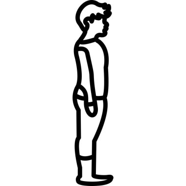 Adam vektör illüstrasyonuyla ayakta duruyor.