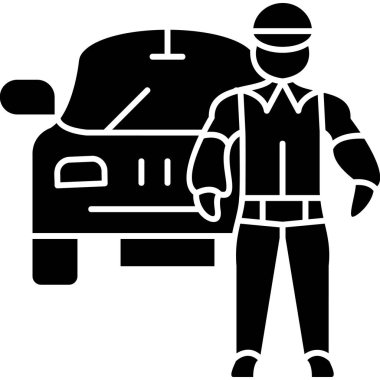 sürücü arabası simgesi glifli vektör