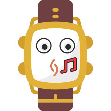 Eski bir kol saatinin düz renk karikatürü