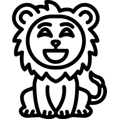 şirin aslan surat simgesi, basit vektör illüstrasyonu