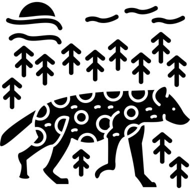 Vahşi hayvanlar orman ikonu ana hatlarıyla