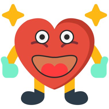 kalp karakter simgesi, vektör tasarımı