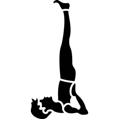 Beyaz arka planda egzersiz yapan genç bir kadının silüeti.