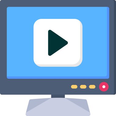 video oynatıcı düz simge, vektör, illüstrasyon