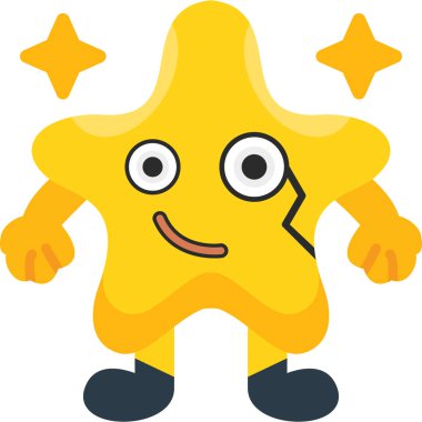 Şirin yıldızın vektör karikatür çizimi. beyaz arkaplanda izole