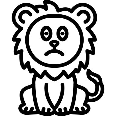 Beyaz bir aslanın şirin çizgi filmi.