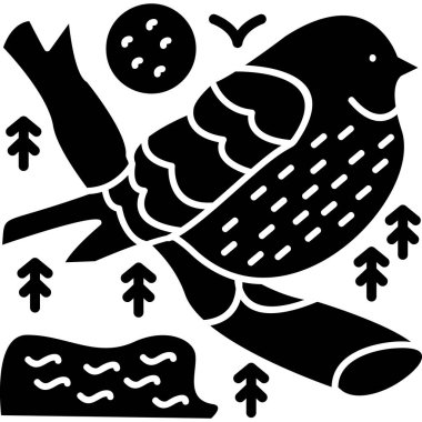 çam kozalakları, çam ağacı ve kuş desenli ahşap desenli kozalaklar.