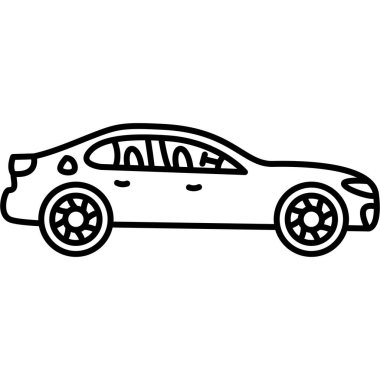 Araba ikonu. Web için araba vektör simgelerinin özet çizimi