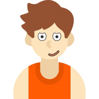 Erkek çizgi film ikonu. Erkek avatar insan teması. Yalnız tasarım. vektör illüstrasyonu