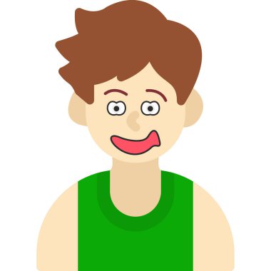 Yeşil tişörtlü ve kırmızı gözlü çocuk.