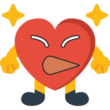 düz renk retro karikatür kalp