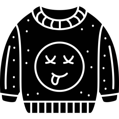 Beyaz arkaplanda düz stil kazak ikonu var. Noel illüstrasyonu