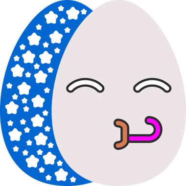 kawaii yumurta ikonu, vektör illüstrasyonu