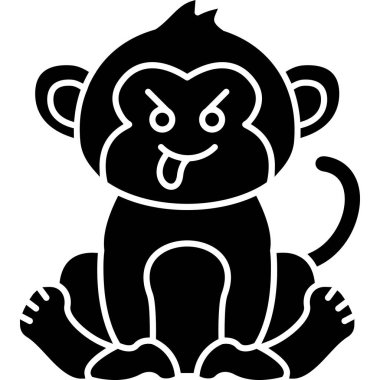maymun simgesi ve vektör illüstrasyonu beyaz arkaplanda izole edildi