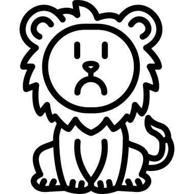 Büyük taç, vektör, simge ile üzgün aslan surat ifadeleri