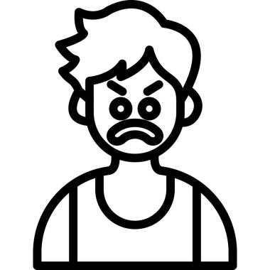 Üzgün çocuk ikonu. Beyaz arkaplanda izole edilmiş web tasarımı için üzgün çocuk vektör simgesi