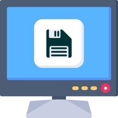 çevrimiçi depolama düz renkli simge, vektör, illüstrasyon