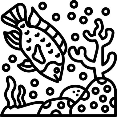 Balık ikonu. Basit balık vektörü