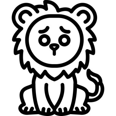 Sevimli aslan simgesi, vektör çizim
