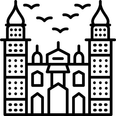 Şehir manzarası kutsal kişilerin resmi, vektör çizim