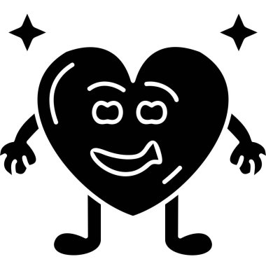 Kalbi olan bir çizgi film karakterinin vektör çizimi