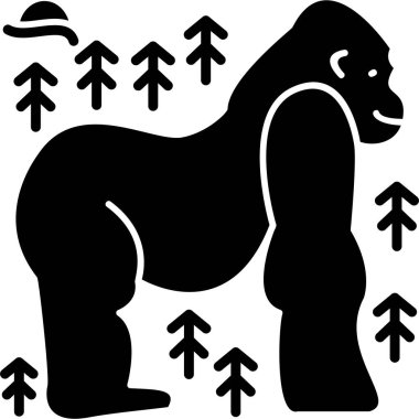 maymun orman yaban hayatı simgesi katı stilde