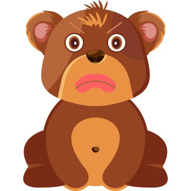 Beyaz arka planda izole edilmiş şirin çizgi film ayısı.