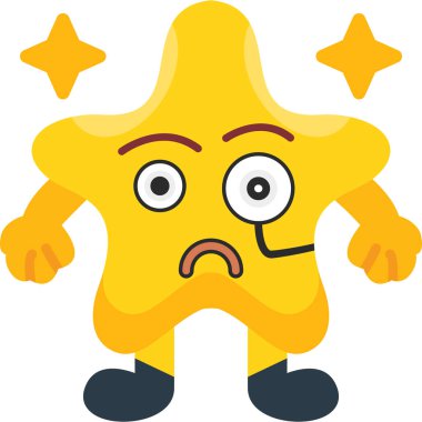 üzgün yıldız duygu simgesi karakteri, vektör illüstrasyon tasarımı