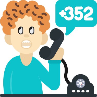 Telefon ve konuşma baloncuğu çizim tasarımlı çağrı merkezi adamı