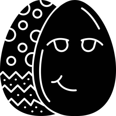 Paskalya yumurtasının siyah beyaz hali, vektör illüstrasyonu