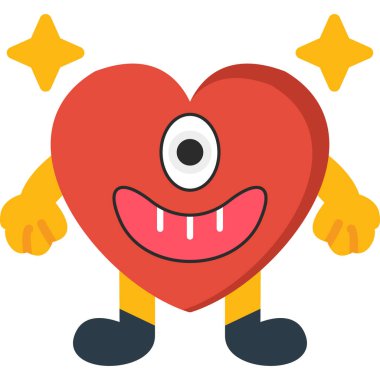 Mutlu kalp karakteri çizgi film vektör sanatı