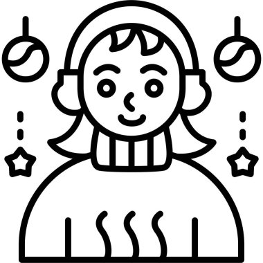 kız noel kızı simgesi ana hatlarıyla