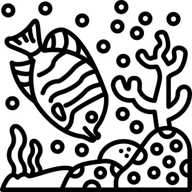 balık deniz mercanı simgesi taslak biçiminde