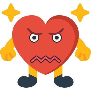 kızgın kalp karikatürü vektör illüstrasyon grafik tasarımı