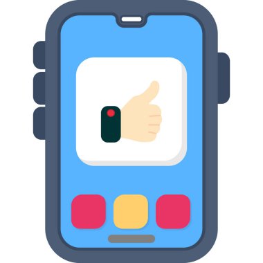 Akıllı bir telefon simgesi vektör illüstrasyonuyla el