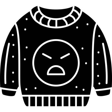 Kışlık süveter simgesi, vektör çizimi beyaz arkaplanda izole edildi