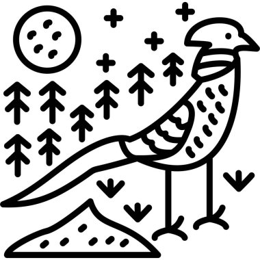 Kuş kuşu yaban hayatı simgesi taslak biçiminde