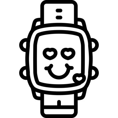 Gülümseme ikonlu akıllı seğirme. Beyaz arkaplanda izole edilmiş web tasarımı için dijital yüz simgesindeki özet gülümseme